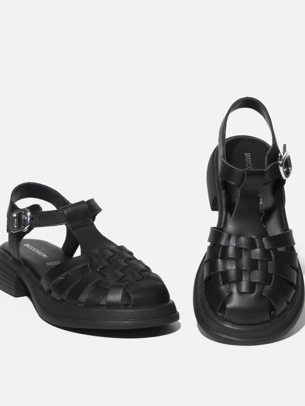Buccheri Woven 100% Leather Buckle Sandals 🖤